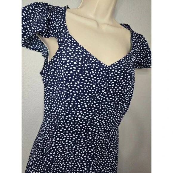 Altar'd State Navy Blue Polka Dot Dress Womens Size S Cottagecore / Milkmaid BF - Picture 2 of 7